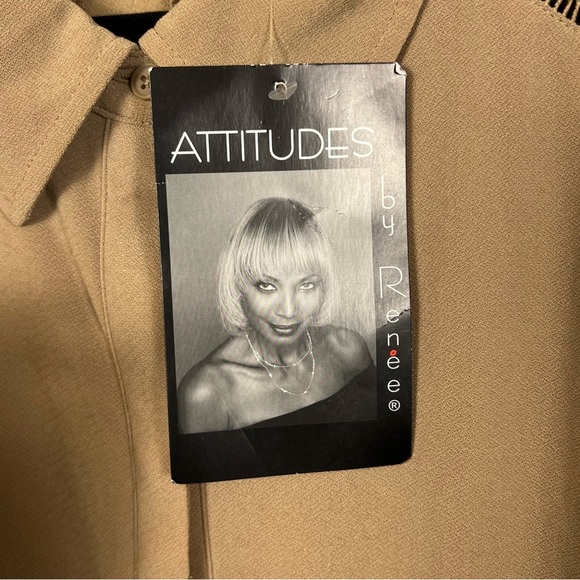 Attitudes by Renee | Tan Button Down Shirt - Picture 5 of 11